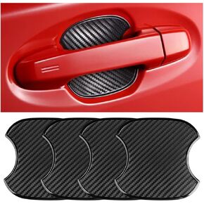 Mandark Car Door Handle Cup Scratch Protector, 4PCS 3D TPU Carbon Fiber Vehicle Door Bowl Sticker, Automotive Door Handle Paint Protective Film Cover Accessories, Universal for Most Cars (Large) in Kuwait