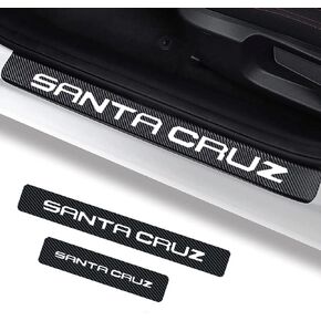 4Pcs Santa Cruz Door Sill Protector Reflective 4D Carbon Fiber Sticker Decoration Door Entry Guard Door Sill Scuff Plate Stickers Accessories Compatible with Hyundai Santa Cruz (White)