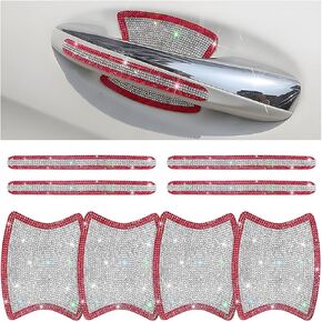 Mandark 8PCS Bling Car Door Handle Protector, Crystal Rhinestone Vehicle Door Bowl Protective Sticker, Glitter Anti-Scratch Auto Decor Decals Accessories, Universal for SUV, Sedan, Truck (White)