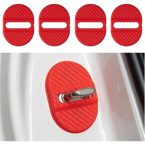 Mandark Car Door Lock Latches Cover, 4PCS Carbon Fiber Vehicle Door Lock Latches Protector, Automotive Door Lock Protection Trim Decoration Accessories, Universal for Most Cars (Black)