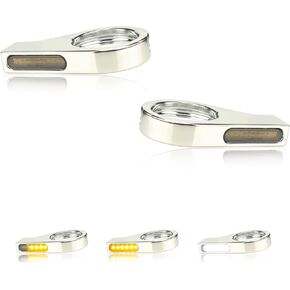 Motorcycle Front Fork LED Turn Signals 41mm Mounting Holes Chrome Universal Running Lights 12V Blinkers Amber Indicators Compatible with Harley Dyna Honda Kawasaki Yamaha Suzuki