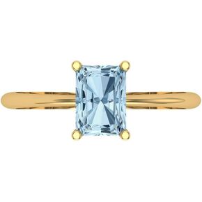 Clara Pucci 1.0 ct Radiant Cut Solitaire Natural Sky Blue Topaz gemstone Bridal Designer Anniversary Engagement Ring 14k Yellow Gold