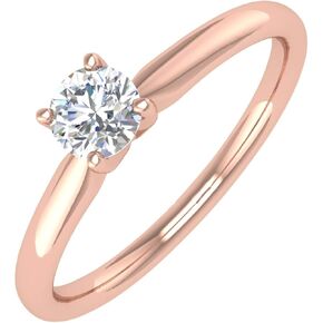 FINEROCK 1/5 Carat 4-Prong Set Diamond Solitaire Engagement Ring Band in 10K Gold - IGI Certified