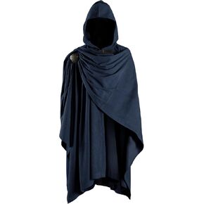 HiiFeuer Medieval Corduroy Hooded Cloak with Adjustable Brooch, Fantasy Poncho Renaissance Costume Cape Ren Faire Cosplay