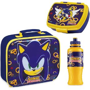 Sonic the Hedgehog Kids Lunch Box 3 قطعة مجموعة غداء معزولة صندوق الخفيفة 430 مل زجاجة ماء BPA School Travel Carchandise