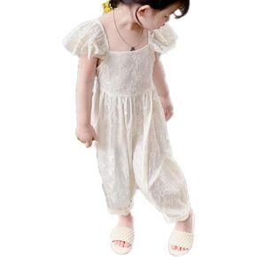 Colorful Childhood Vintage Floral embroidery Toddler Girls Rompers Backless Summer Jumpsuit for Princess Girls Strap Outfit
