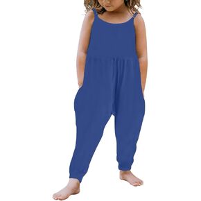 Kislio Toddler Baby Girls Jumpsuit One Piece Mermaid Romper Sleeveless Strap Summer Outfits Pockets Clothes 1-6 Years