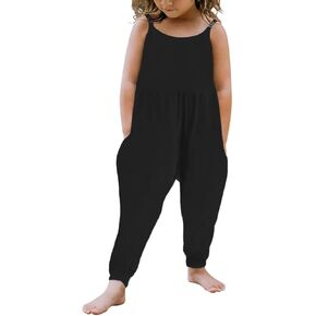 Kislio Toddler Baby Girls Jumpsuit One Piece Mermaid Romper Sleeveless Strap Summer Outfits Pockets Clothes 1-6 Years in Kuwait