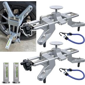 RULLINE 2 Sets Wheel Clamp & Magnetic Adapter Wheel Alignment Tool for Precise Camber Caster Gauges Compatible with 11-25" Rims Camber Alignment Tool Universal Tire Repair Tool