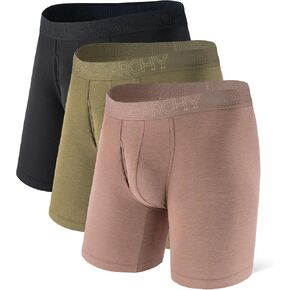 DAVID ARCHY Mens Underwear Boxer Briefs Breathable Soft Moisture-Wicking with Fly Underwear Long Leg 8" for Men 3 Pack