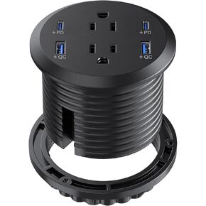 Recessed Power Grommet with AC Outlets, 20W Fast Charging USB-C Port - Flush-Mount for Desktop,Workspace Essential Desk Outlet in Kuwait