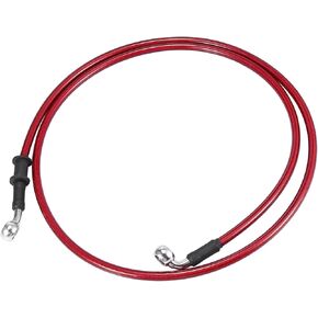Universal 140cm 55.12" Motorcycle Brake Clutch Oil Hose Line Pipe Hydraulic Reinforced Stainless Steel Braided Red Auto Replacement Parts