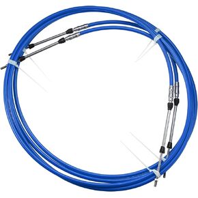 Motoforti Universal Marine Boat Throttle Shift Control Cable, 3M/10FT, Stainless Steel Rubber, Blue, 2 Pc