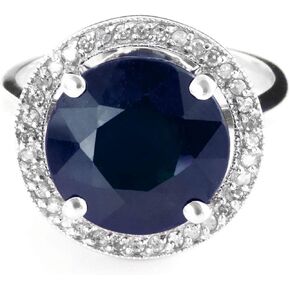 Galaxy Gold GG 14k. SOLID GOLD RING HALO DESIGN WITH NATURAL DIAMONDS & SAPPHIRE