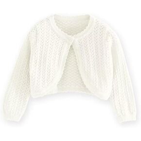 Welity Girls Long Sleeve Knit Crochet Cardigan Open Front Bolero Shrugs