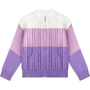 GRACE KARIN Girls Knit Cardigan Sweater Zip Long Sleeve Kids School Uniform Fall Jacket Size 6-14
