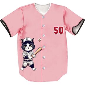 Unisex Retro Cute Baseball-Cat 50/5 Baseball Jersey