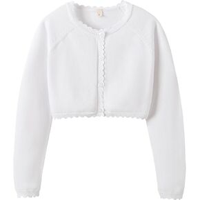 Girls Cardigan Sweater Long Sleeve Knit Bolero Shrug Cropped Tops Kids Cardigans with Button in Kuwait