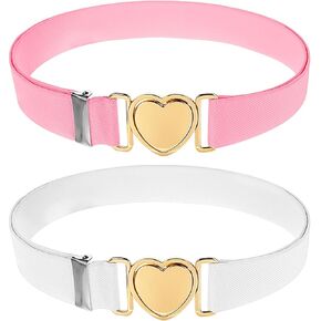 أحزمة الفتيات 2PCS ، حزام فتاة صغير 20-28 "أحزمة القلب المرنة للفتيات القابل للتعديل