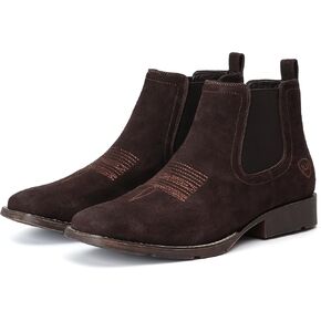 IUV Genuine Cowhide Suede Chelsea Boots For Men Western Boots Ankle Boot Casual Dress Slip On