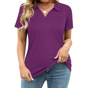 Tiyomi Plus Size Collared Polo Derts Summer Short Sleeve V Neck Business Tops for Women XL-5XL