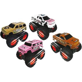 Deluxebase Wild Wheelz - Wilderness Monster Truck من لعبة Mini Push مع تصميم الحيوانات البرية. سيارة تعمل بالطاقة الاحتكاك ، وهي مثالية لصالح حفلات الأطفال (يتم اختيار اللون بشكل عشوائي).