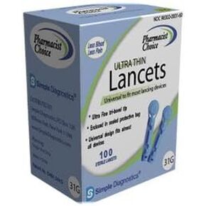 التشخيصات البسيطة lancets ultra thin - 31g - مربع من 100