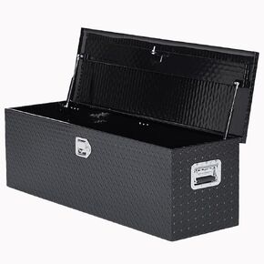 48 Inch Aluminum Truck Tool Box for Pickup Truck Bed RV Toolbox, Heavy Duty Tool Storage Box, Waterproof Storage Organizer Chest with Handle and Lock, 48"X15"X15", Black