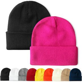 PFFY 2 Packs Unisex Beanie Hats for Men Women Knit Winter Beanies