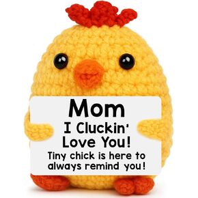 Gifts for Mom Birthday from Daughter Son, Birthday Card Decorations Mom Gifts for Mommy Mother in Law Bonus Step Mothers, Mothers Day Christmas Funny I Love You Mum Present Handmade Crochet Chicken