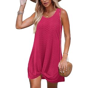 Swimsuit Coverup for Women 2025 Bathing Suit Beach Vacation Clothes for Women Crew Neck Twisted Dress