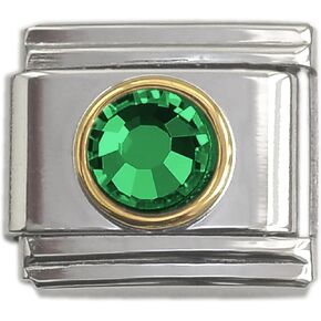 Dolceoro Birthstone Charm Link Jewelry, SILVER or GOLD Color Italian Modular Family Birthstone Charm Link Stainless Steel
