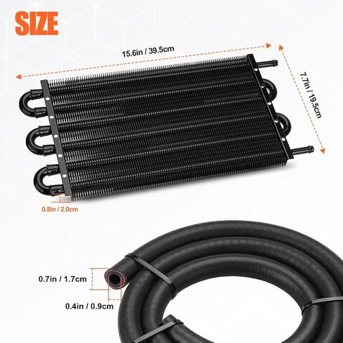 Upgrade 10 Pass Aluminium Transmission Oil Cooler, 5/16" Universal 10 Rows Tube And Fin Cooler Kit Engine With Hose Mounting, Black in Kuwait