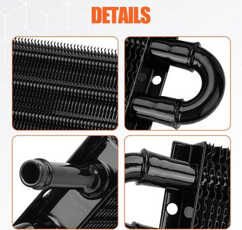Upgrade 10 Pass Aluminium Transmission Oil Cooler, 5/16" Universal 10 Rows Tube And Fin Cooler Kit Engine With Hose Mounting, Black in Kuwait