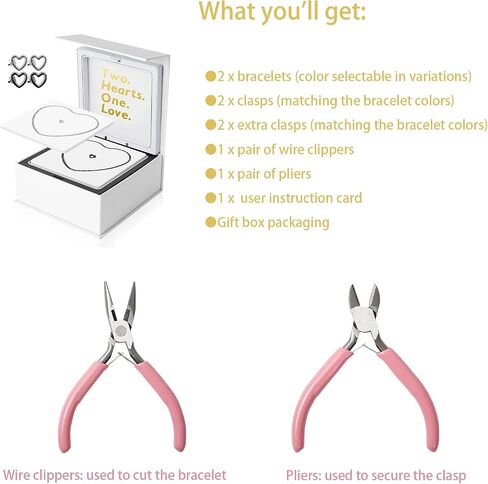 مجموعة سوار الأزواج الدائمة - قفل سوار Clasp Clasp DIY للأزواج والأصدقاء والعائلة - هدية فريدة من نوعها للذكرى السنوية ، عيد الحب ، عيد ميلاده - أساوره المطابقة in Kuwait