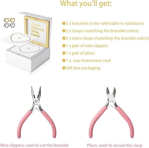 مجموعة سوار الأزواج الدائمة - قفل سوار Clasp Clasp DIY للأزواج والأصدقاء والعائلة - هدية فريدة من نوعها للذكرى السنوية ، عيد الحب ، عيد ميلاده - أساوره المطابقة in Kuwait