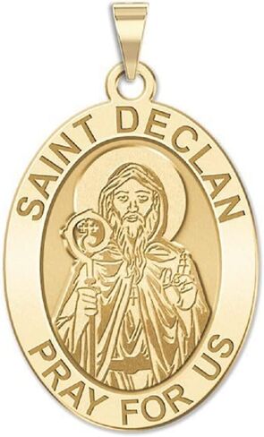 PicturesOnGold.com Saint Declan Oval Religious Medal - in Sterling Silver and 10K or 14K White and Yellow Gold - Protection Jewelry Christian Gifts for Men & Women in Kuwait