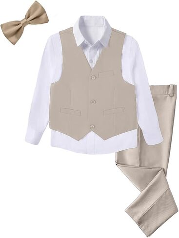 Boys 4-Pieces Suits Slim Fit Kids Outfits Vest Dress Pants Sets Formal Suit for Boy in Kuwait