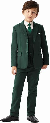 MAGE MALE Boys'5-Piece Suits Multiple Colour Tuxedo Formal Slim Fit Boys Suit Set with Suspenders and Adjustable Waist in Saudi Arabia