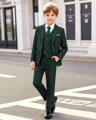 MAGE MALE Boys'5-Piece Suits Multiple Colour Tuxedo Formal Slim Fit Boys Suit Set with Suspenders and Adjustable Waist in Saudi Arabia
