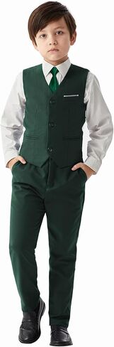 MAGE MALE Boys'5-Piece Suits Multiple Colour Tuxedo Formal Slim Fit Boys Suit Set with Suspenders and Adjustable Waist in Saudi Arabia