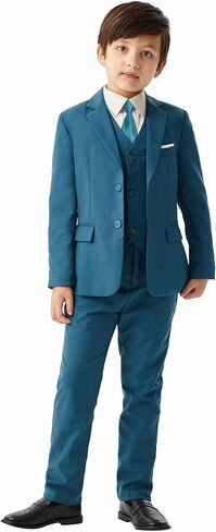 MAGE MALE Boys'5-Piece Suits Multiple Colour Tuxedo Formal Slim Fit Boys Suit Set with Suspenders and Adjustable Waist in Saudi Arabia