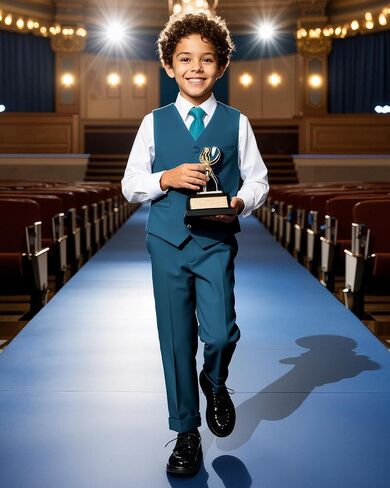 MAGE MALE Boys'5-Piece Suits Multiple Colour Tuxedo Formal Slim Fit Boys Suit Set with Suspenders and Adjustable Waist in Saudi Arabia