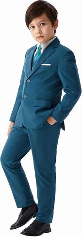 MAGE MALE Boys'5-Piece Suits Multiple Colour Tuxedo Formal Slim Fit Boys Suit Set with Suspenders and Adjustable Waist in Saudi Arabia