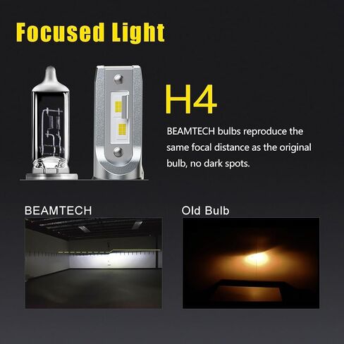 BeamTech H-4 Lapts ، S1 Series 900-3 Fanlsess 300 ٪ أكثر إشراقًا 6500 كيلو أبيض ضوء ، 2 لمبات in Kuwait
