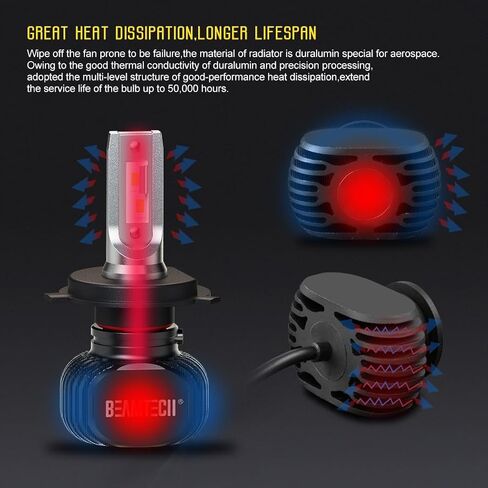 BeamTech H-4 Lapts ، S1 Series 900-3 Fanlsess 300 ٪ أكثر إشراقًا 6500 كيلو أبيض ضوء ، 2 لمبات in Kuwait