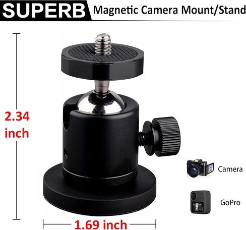 ULIBERMAGNET Magnetic Action Camera Mount, 100LB Heavy Duty Solid Aluminum Magnetic Phone Mount,Triple-Head Magnetic Mount Flexible Car Mount Adapter for Mobile Camera,Security Camera,Light,Phone in Kuwait