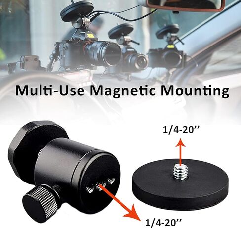 ULIBERMAGNET Magnetic Action Camera Mount, 100LB Heavy Duty Solid Aluminum Magnetic Phone Mount,Triple-Head Magnetic Mount Flexible Car Mount Adapter for Mobile Camera,Security Camera,Light,Phone in Kuwait