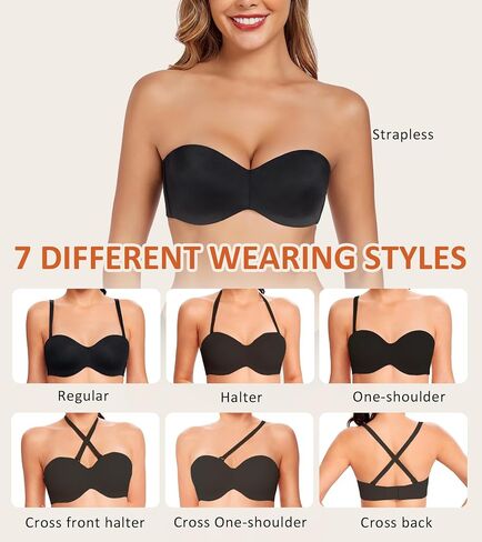 Women's Minimizer Bras Strapless Bra Seamless Underwire Bandeau with Multi-Way Straps in Saudi Arabia