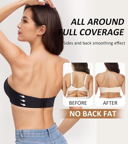 Women's Minimizer Bras Strapless Bra Seamless Underwire Bandeau with Multi-Way Straps in Saudi Arabia